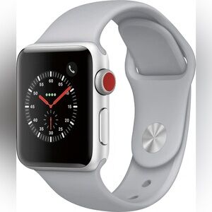 Apple Watch Series 3 GPS + Cellular, 38mm Silver Aluminum Case, Fog Sport Band